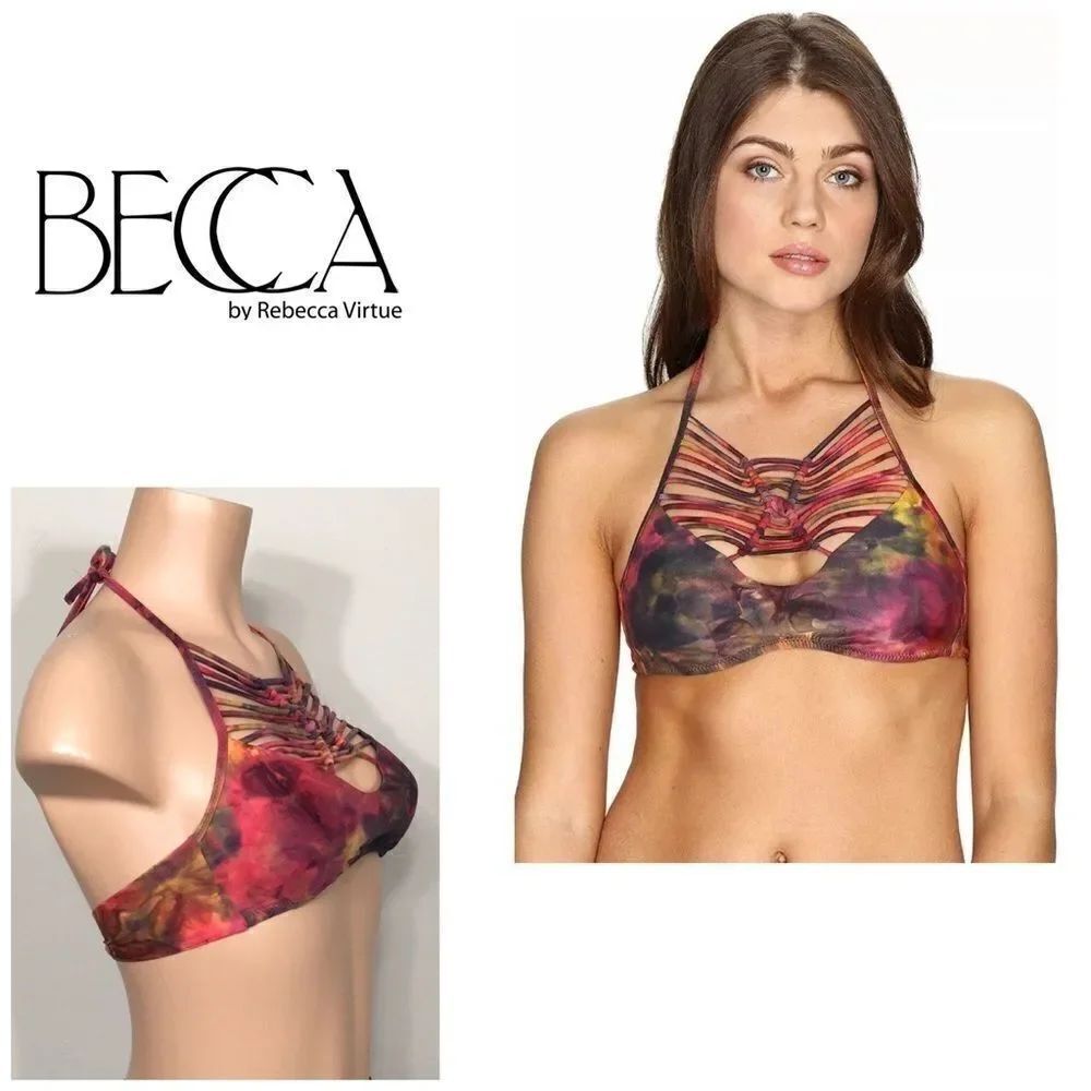 BECCA high neck tie-dye bikini top. Small. NWT